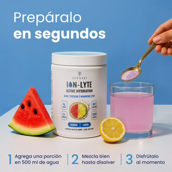 Hidratante Ion-Lyte con electrolitos sabor sandía-limón