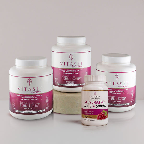 Combo 3 Colágenos Hidrolizados con Resveratrol Sabor Coco + GRATIS Capsulas de Resveratrol