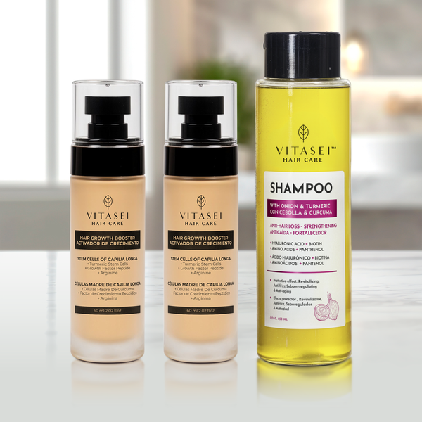 Kit de 2 Activadores Capilares con Células Madre Vegetales y Factores de Crecimiento + Shampoo de cebolla con cúrcuma, queratina y ácido hialurónico