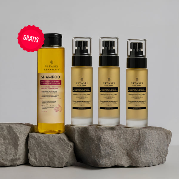 Kit x3 anticaída Activador capilar + GRATIS Shampo de cebolla con cúrcuma, queratina y ácido hialurónico